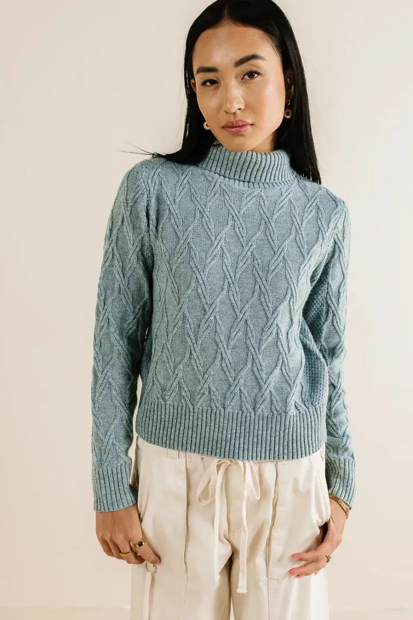 Tops | Sweaters>Bohme Maeve Turtleneck Sweater in Blue