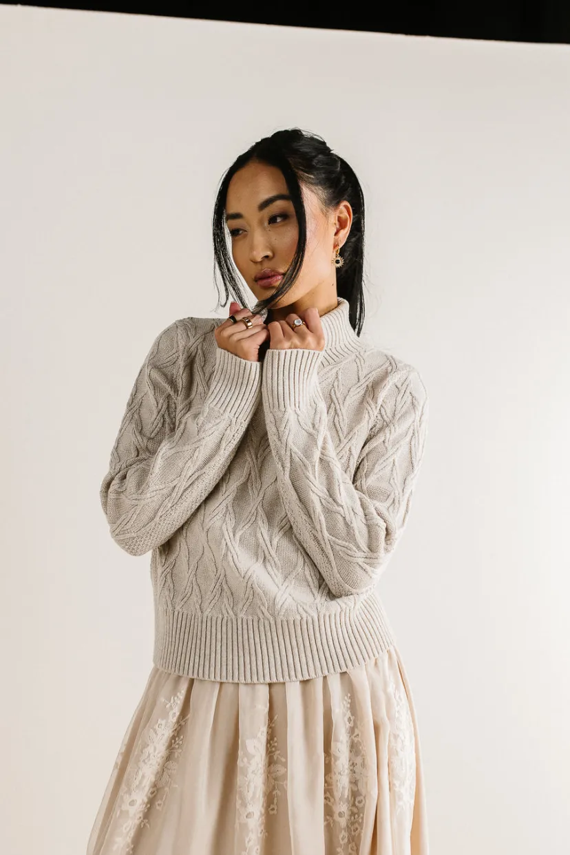 Tops | Sweaters>Bohme Maeve Turtleneck Sweater in Tan