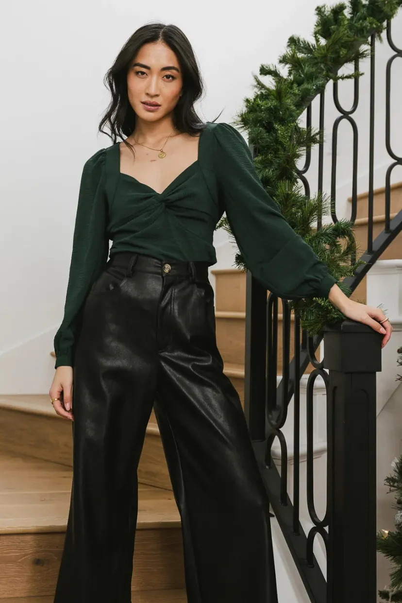 Tops | Blouses>Bohme Maeve Twist Front Blouse in Emerald