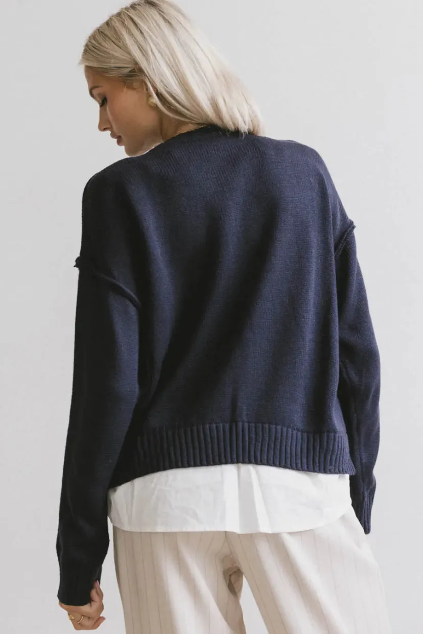 Tops | Sweaters>Bohme Marcel Knit Sweater in Navy