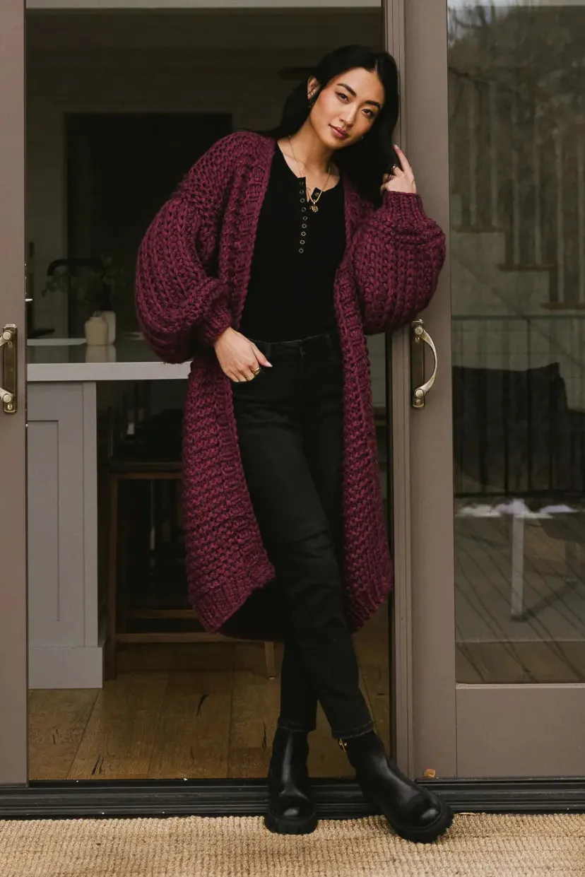 Tops>Bohme Marlee Long Cardigan in Purple