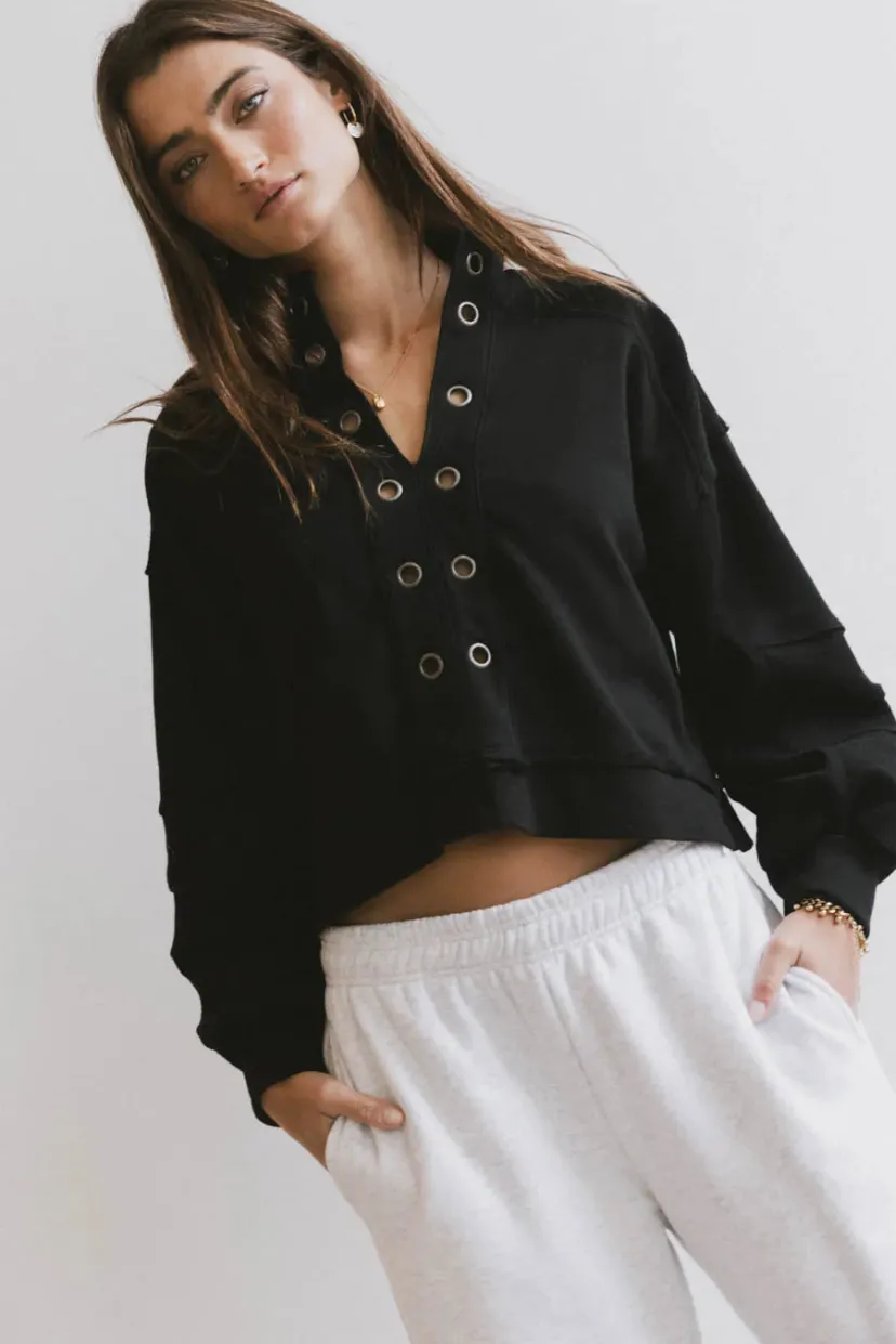 Tops | Sweaters>Bohme Maxfield Grommet Top in Black