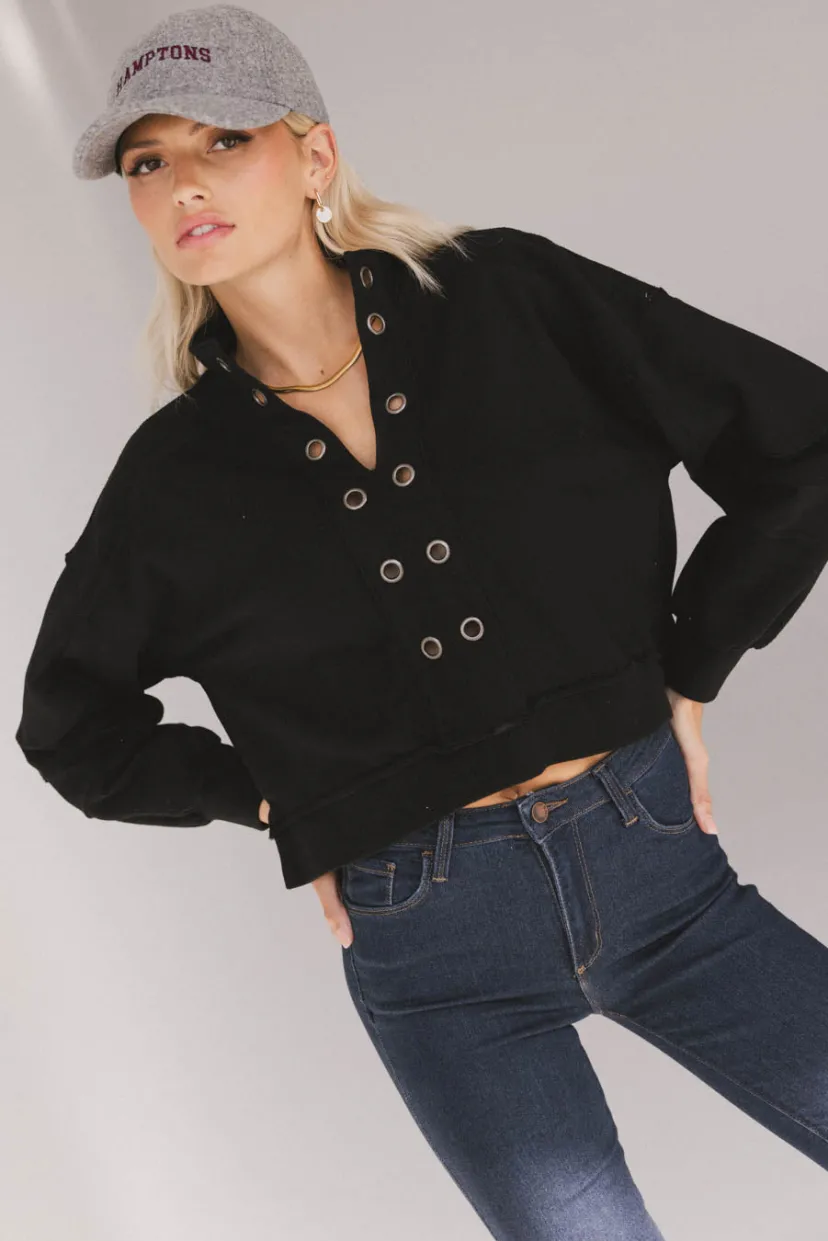 Tops | Sweaters>Bohme Maxfield Grommet Top in Black