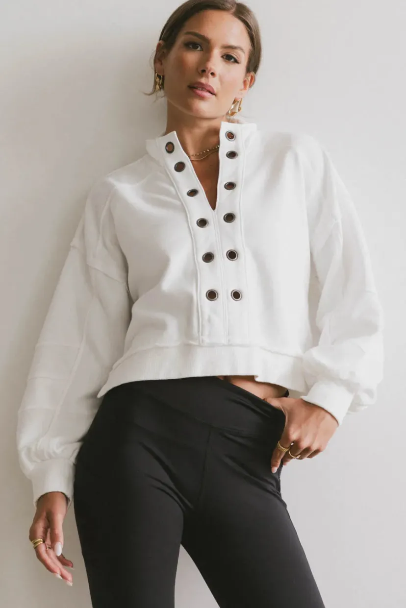 Tops | Sweaters>Bohme Maxfield Grommet Top in White