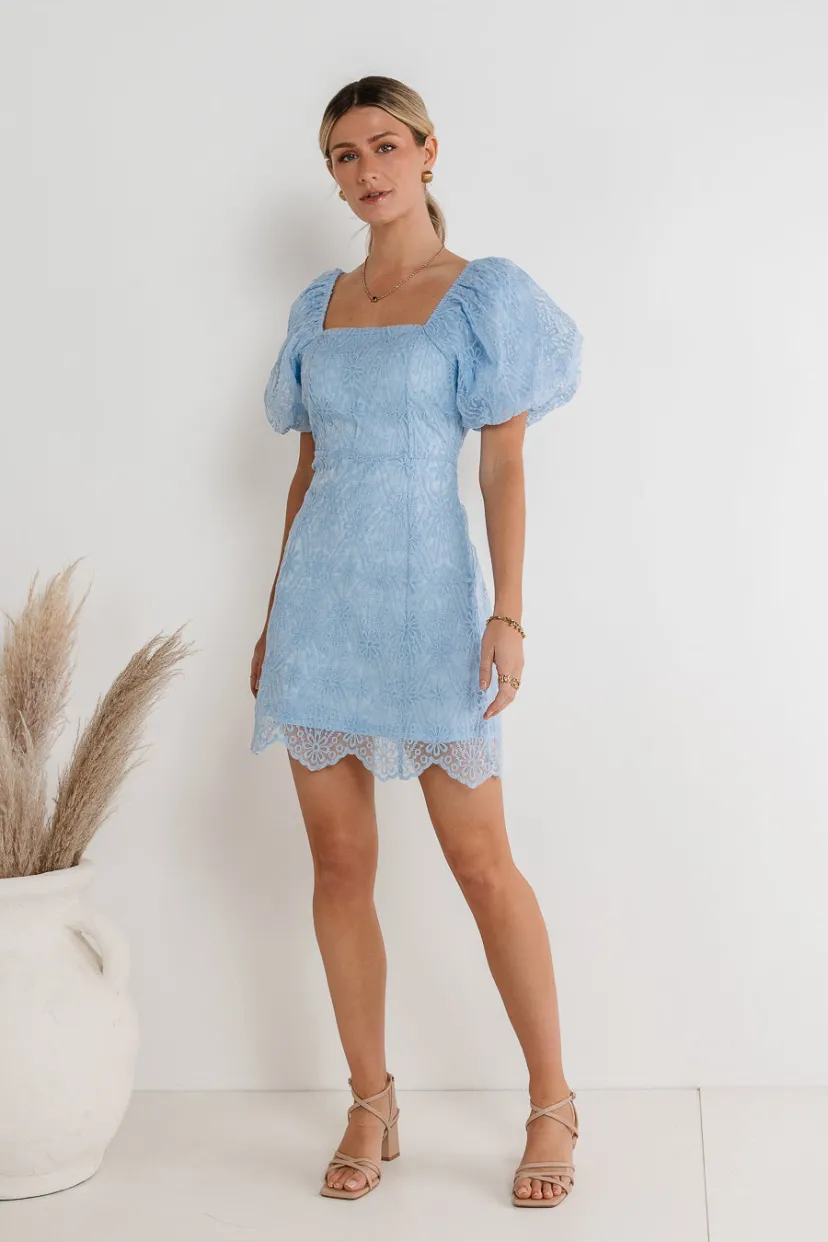 Dresses | Mini Dresses>Bohme Maye Lace Mini Dress in - FINAL SALE Blue