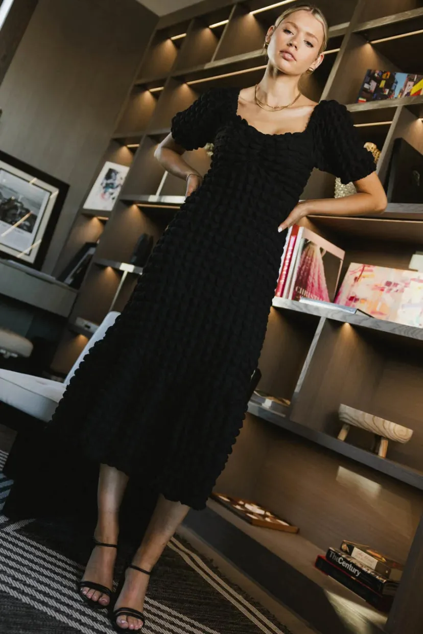 Dresses | Midi Dresses>Bohme Miley Bubble Texture Dress in Black