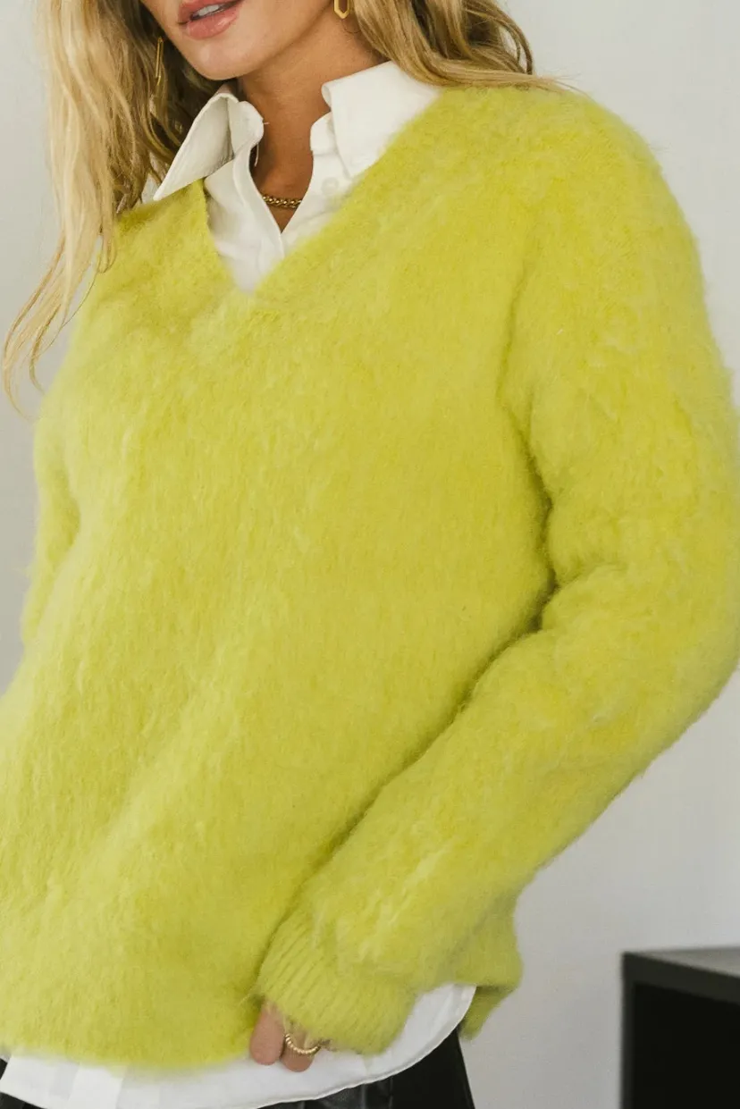 Tops | Sweaters>Bohme Miller Fuzzy Sweater in - FINAL SALE Chartreuse