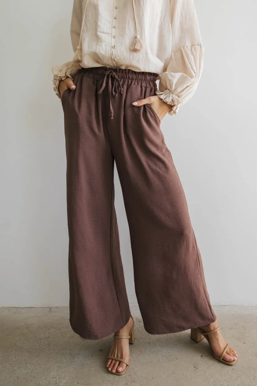 Pants | All Bottoms>Bohme Mina Wide Leg Pants in Mocha