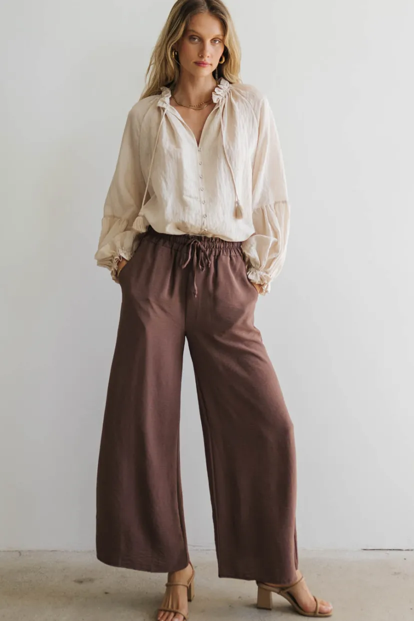 Pants | All Bottoms>Bohme Mina Wide Leg Pants in Mocha