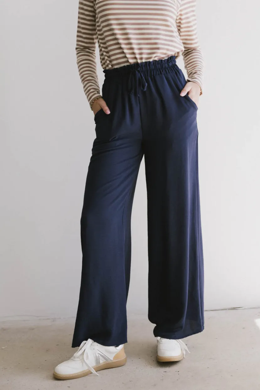 Pants | All Bottoms>Bohme Mina Wide Leg Pants in Navy