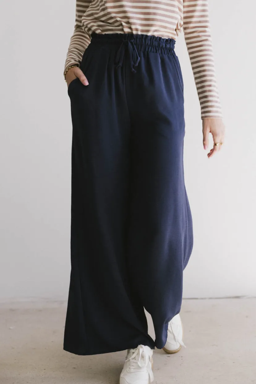 Pants | All Bottoms>Bohme Mina Wide Leg Pants in Navy