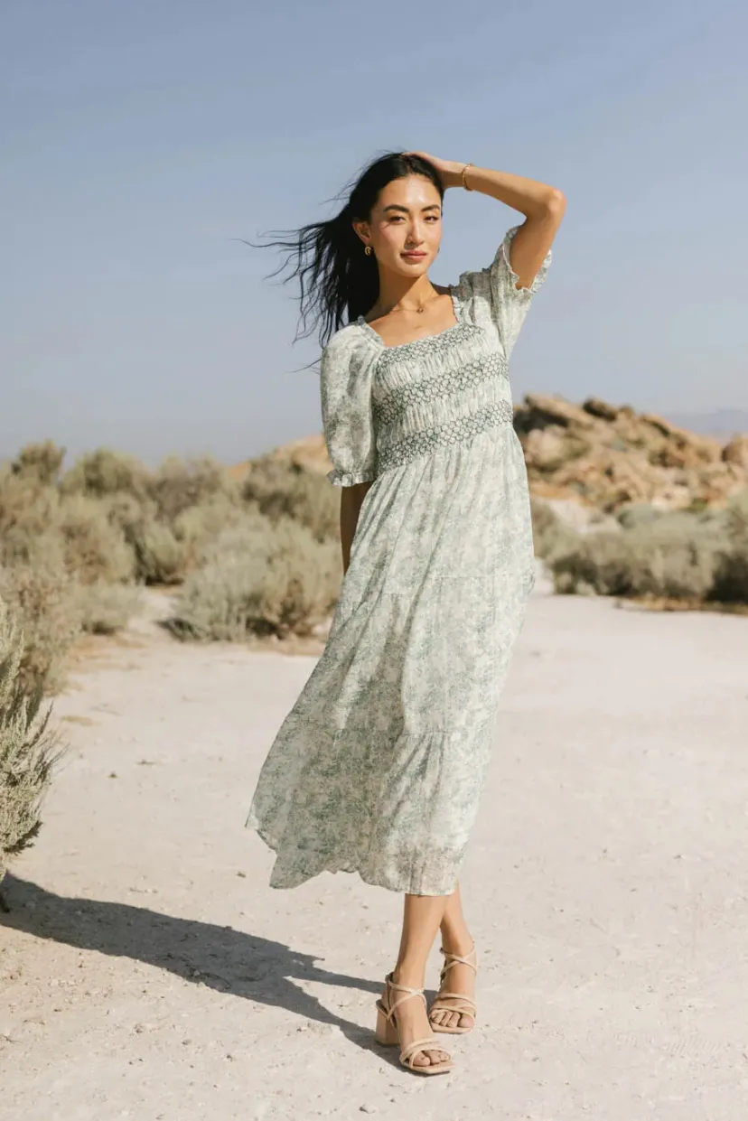 Dresses | Maxi Dresses>Bohme Nadia Smocked Midi Dress