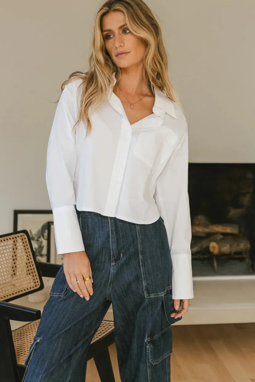 Tops>Bohme Neve Cropped Button Up - FINAL SALE