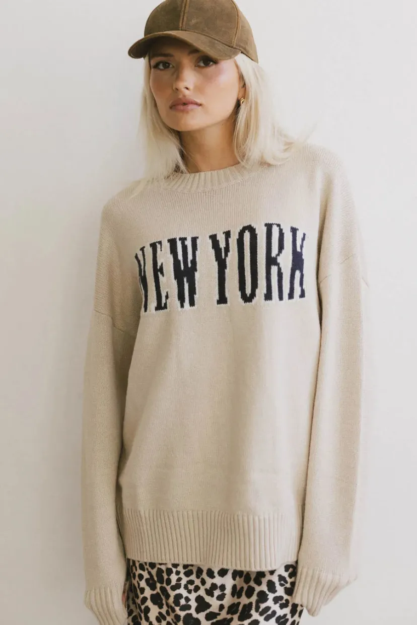 Tops>Bohme New York Crew Neck Sweater in Cream