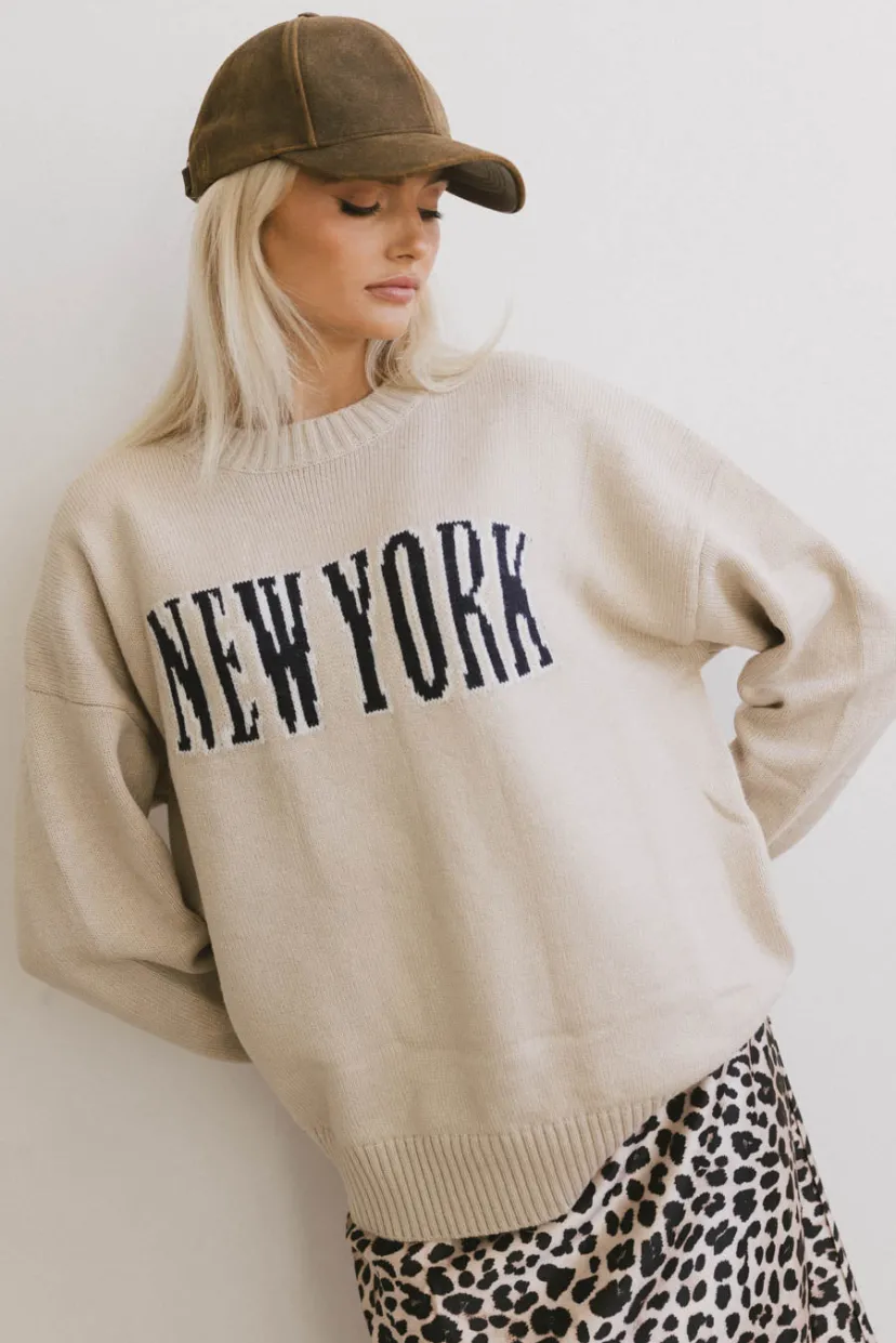 Tops>Bohme New York Crew Neck Sweater in Cream