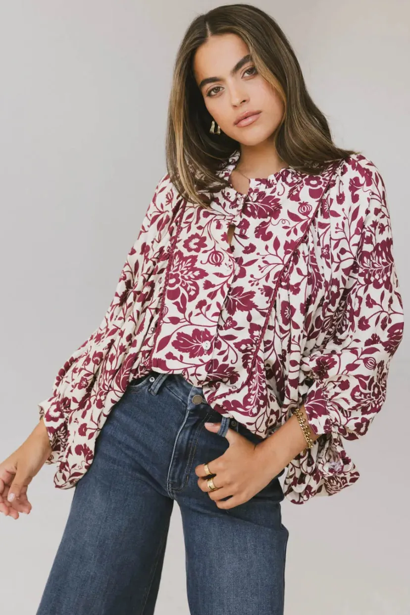 Blouses>Bohme Nona Dolman Sleeve Blouse in - FINAL SALE Burgundy