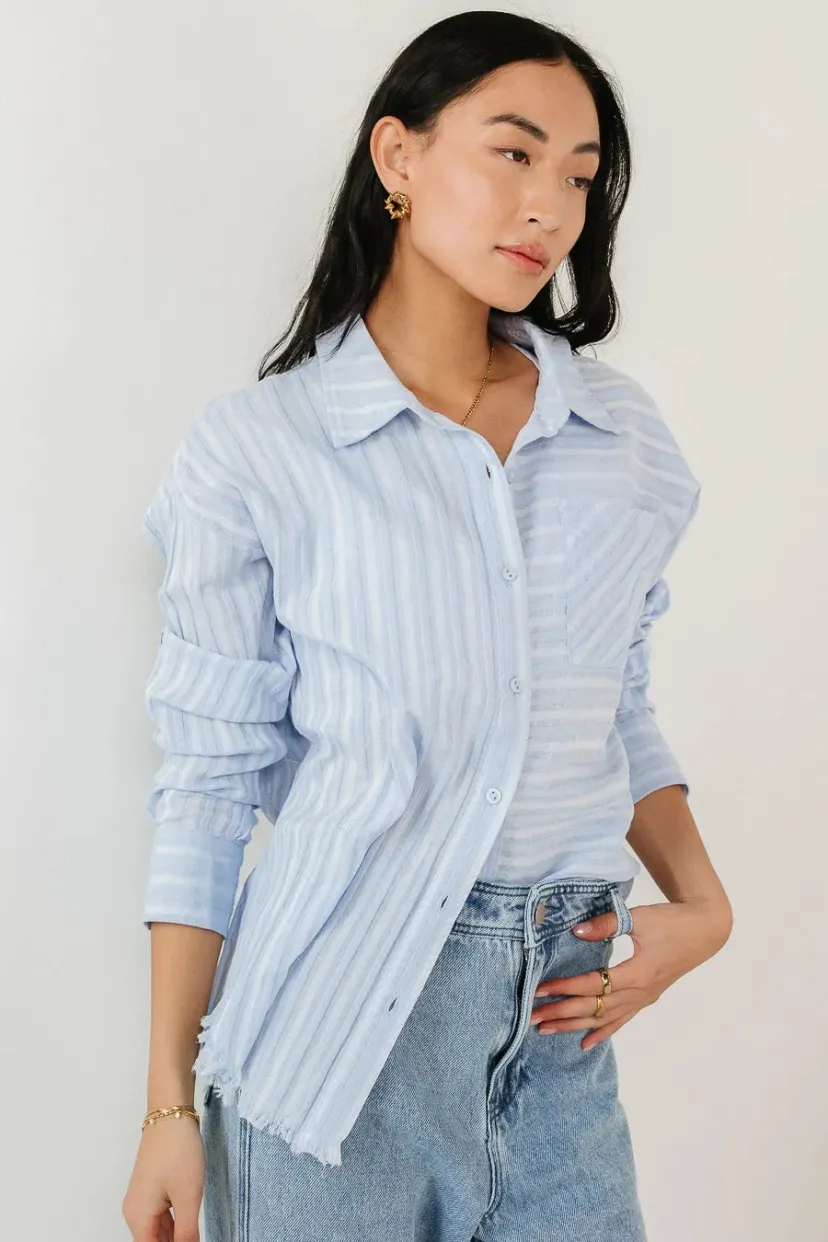 Tops | Blouses>Bohme Nyah Striped Button Up in - FINAL SALE Blue