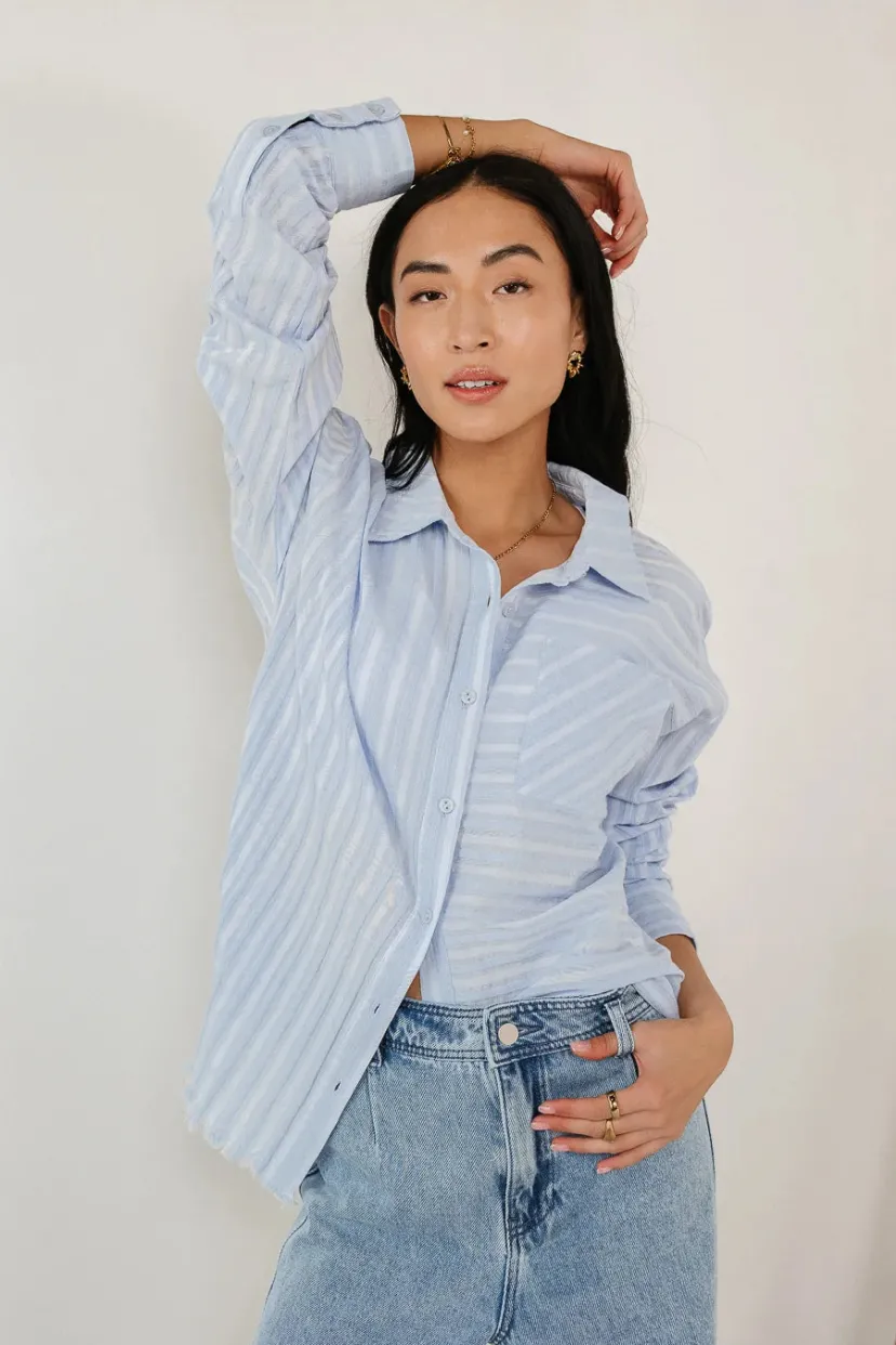 Tops | Blouses>Bohme Nyah Striped Button Up in - FINAL SALE Blue