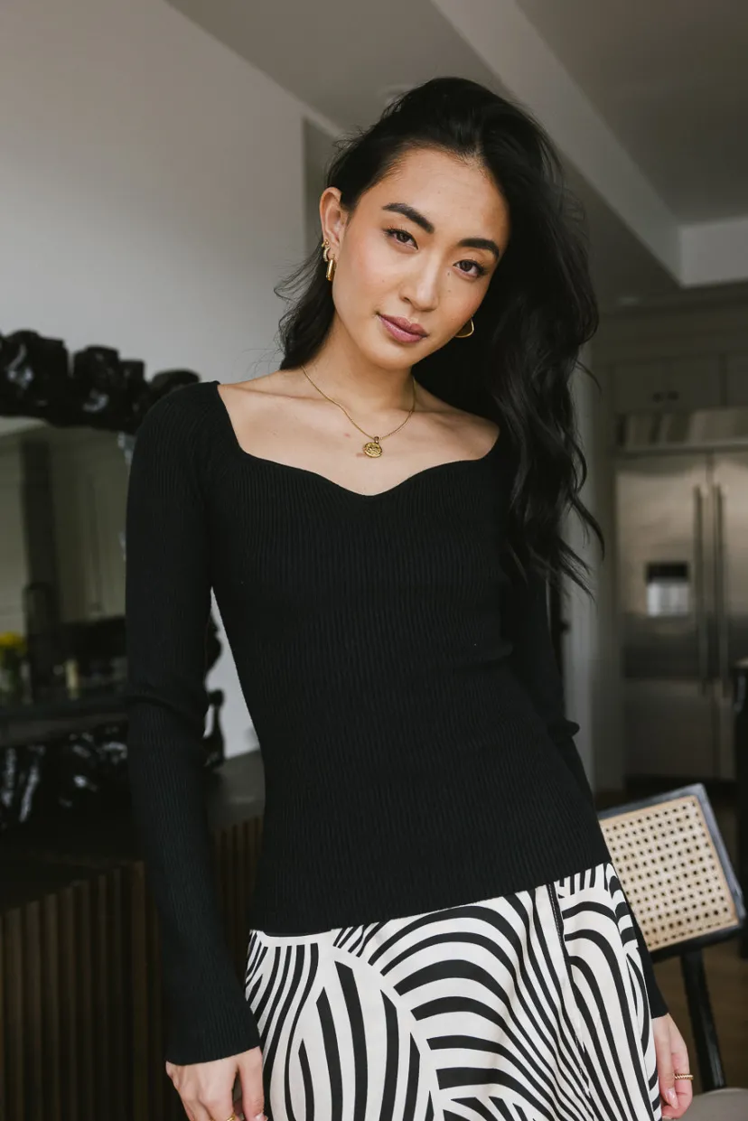 Tops | Sweaters>Bohme Nyla Ribbed Sweater in Black