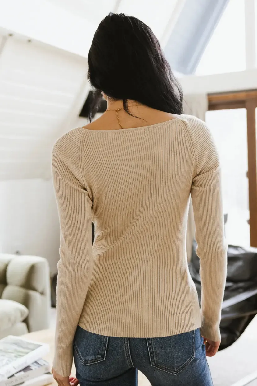 Tops | Sweaters>Bohme Nyla Ribbed Sweater in Oatmeal