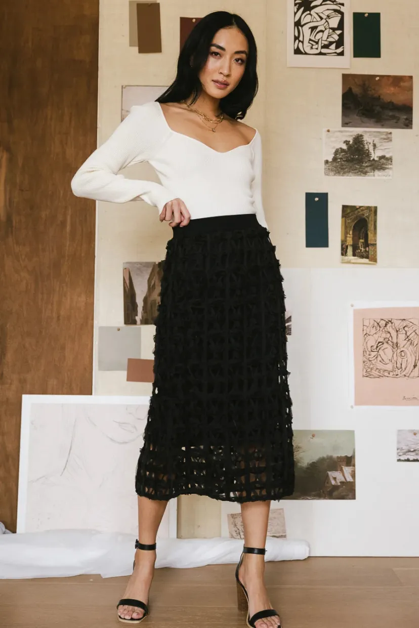 Skirts | All Bottoms>Bohme Open Cage Knit Skirt in Black