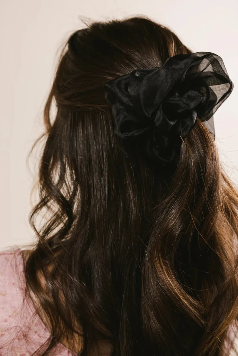 Hair Accessories>Bohme Organza Oversized Scrunchie in Black