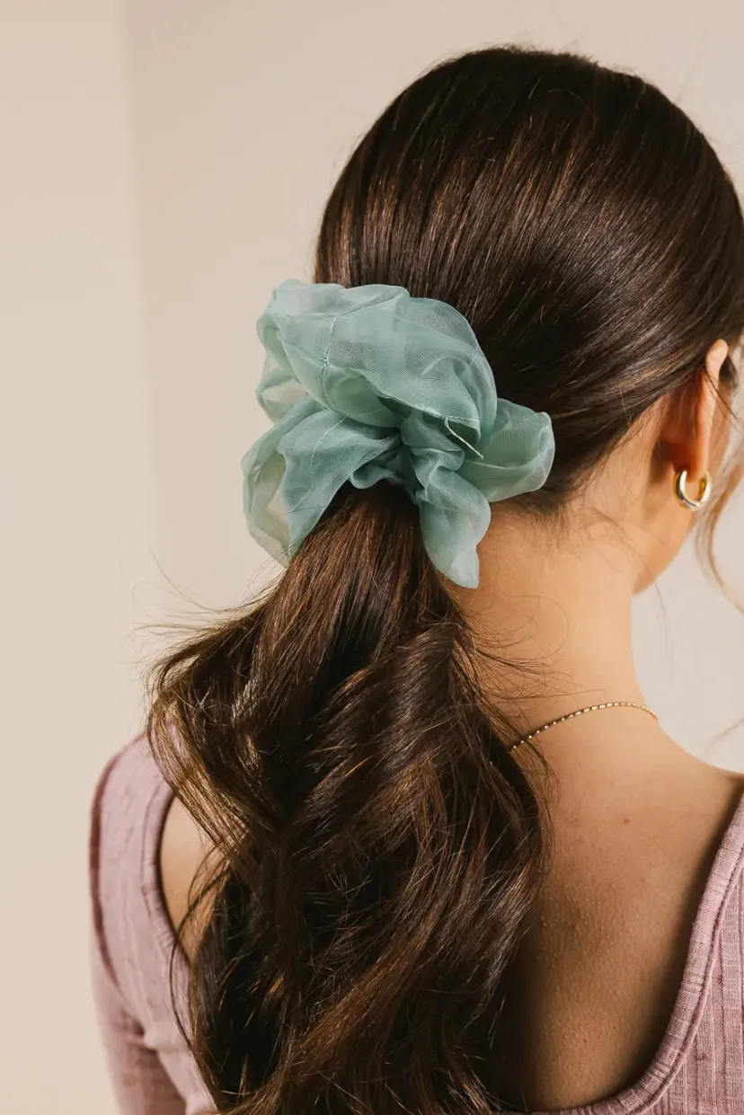 Hair Accessories>Bohme Organza Oversized Scrunchie in Green