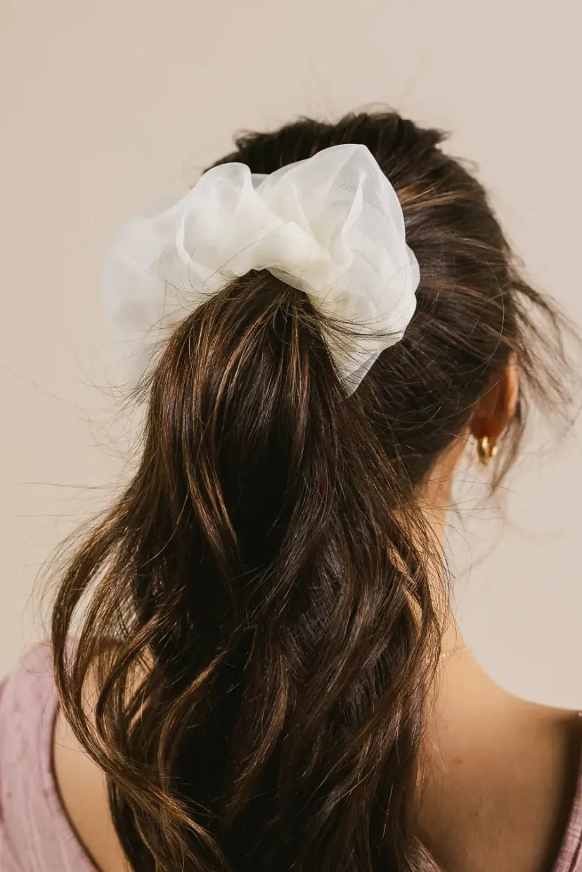 Hair Accessories>Bohme Organza Oversized Scrunchie in Ivory