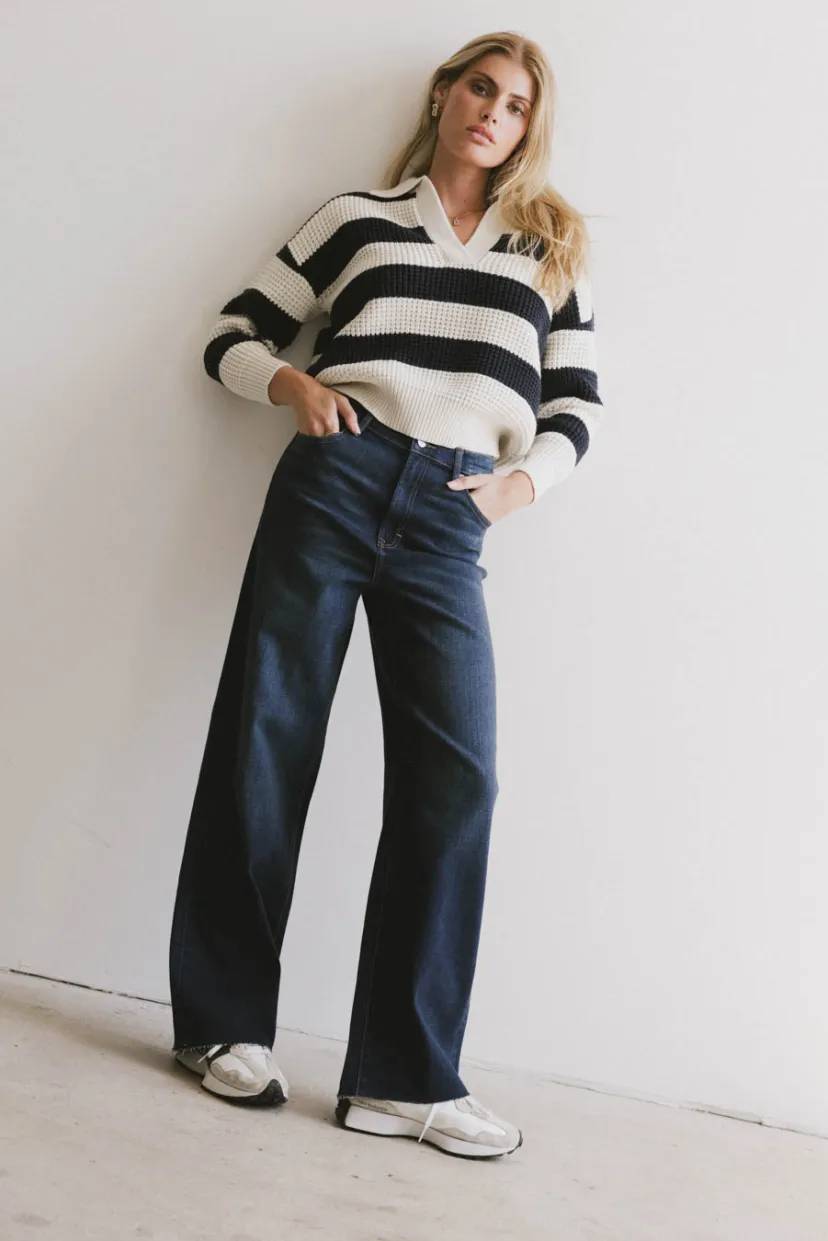 Tops | Sweaters>Bohme Ozzie Striped Sweater in Navy Cream