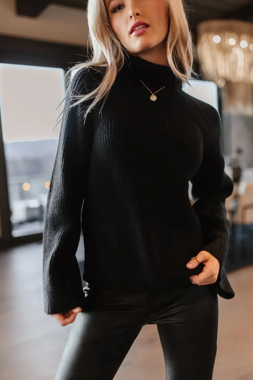 Tops | Sweaters>Bohme Paige Mock Neck Sweater in - FINAL SALE Black