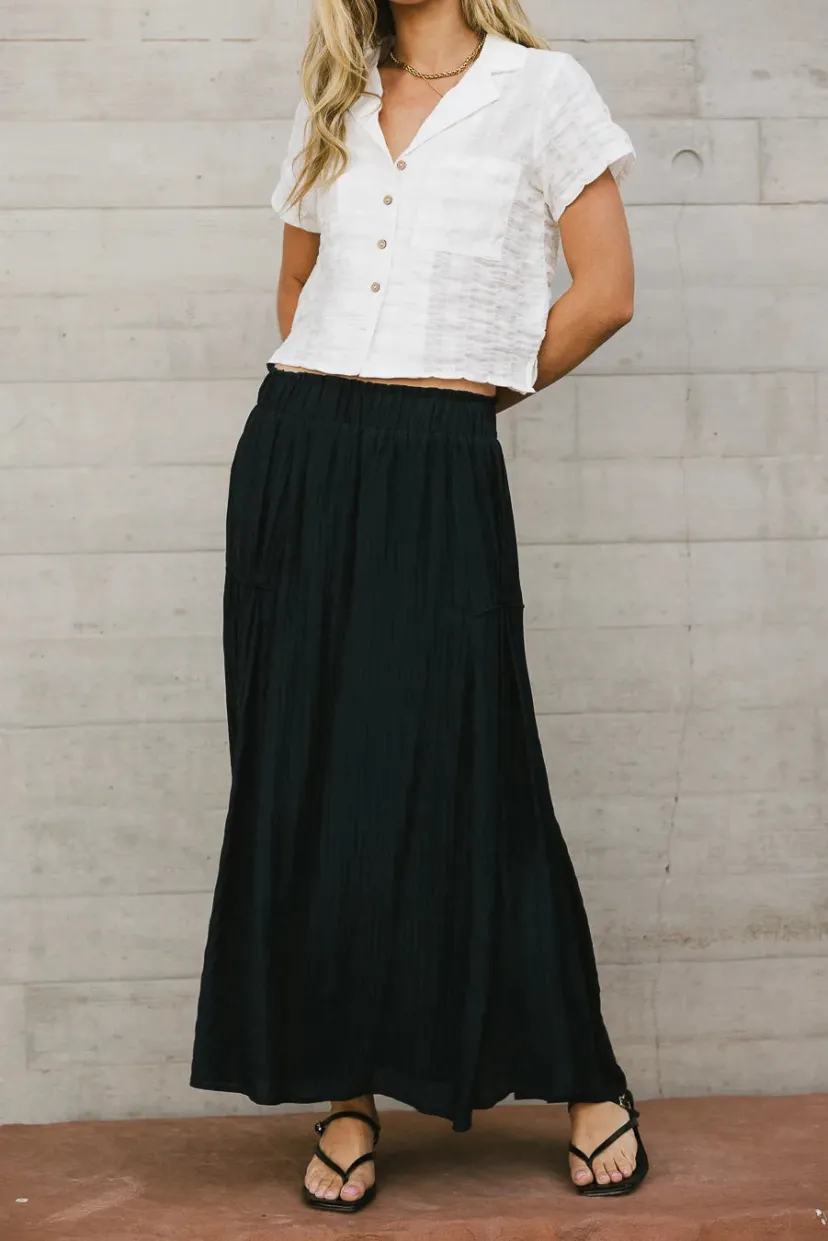 Skirts | All Bottoms>Bohme Phillipa Pleated Maxi Skirt in Navy