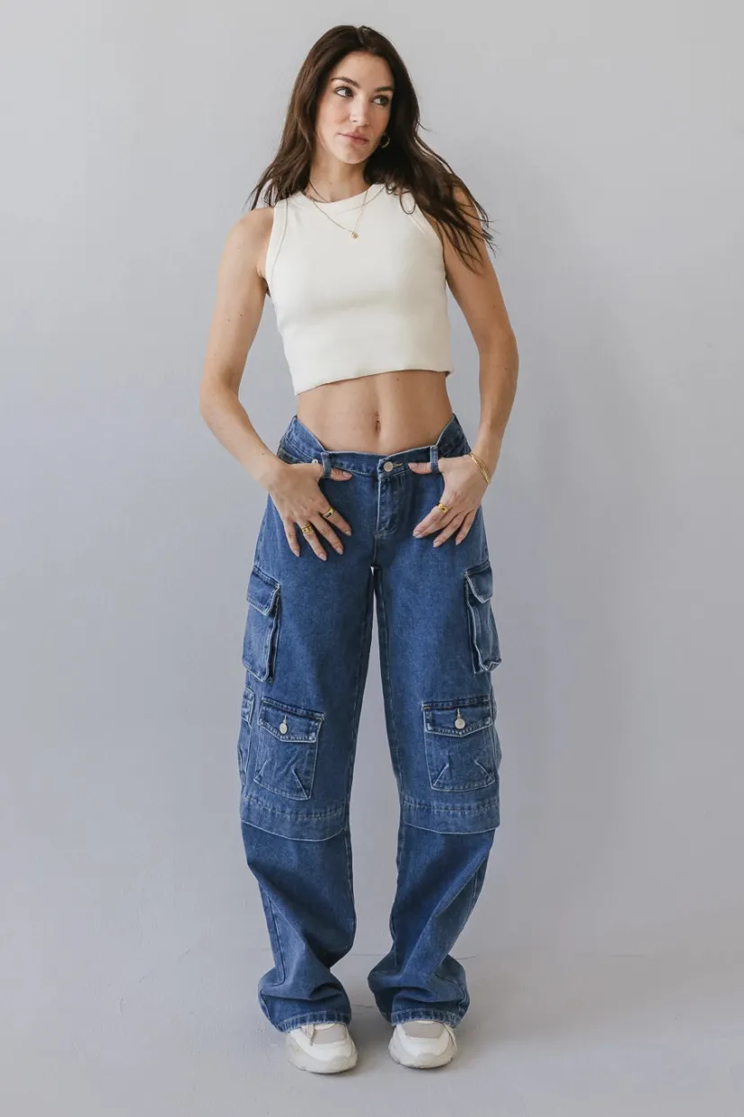 Denim | All Bottoms>Bohme Phoebe Cargo Jeans in Medium Wash - FINAL SALE Mediumwash