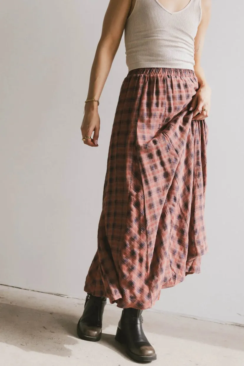 Skirts | All Bottoms>Bohme Pippin Plaid Maxi Skirt in Red