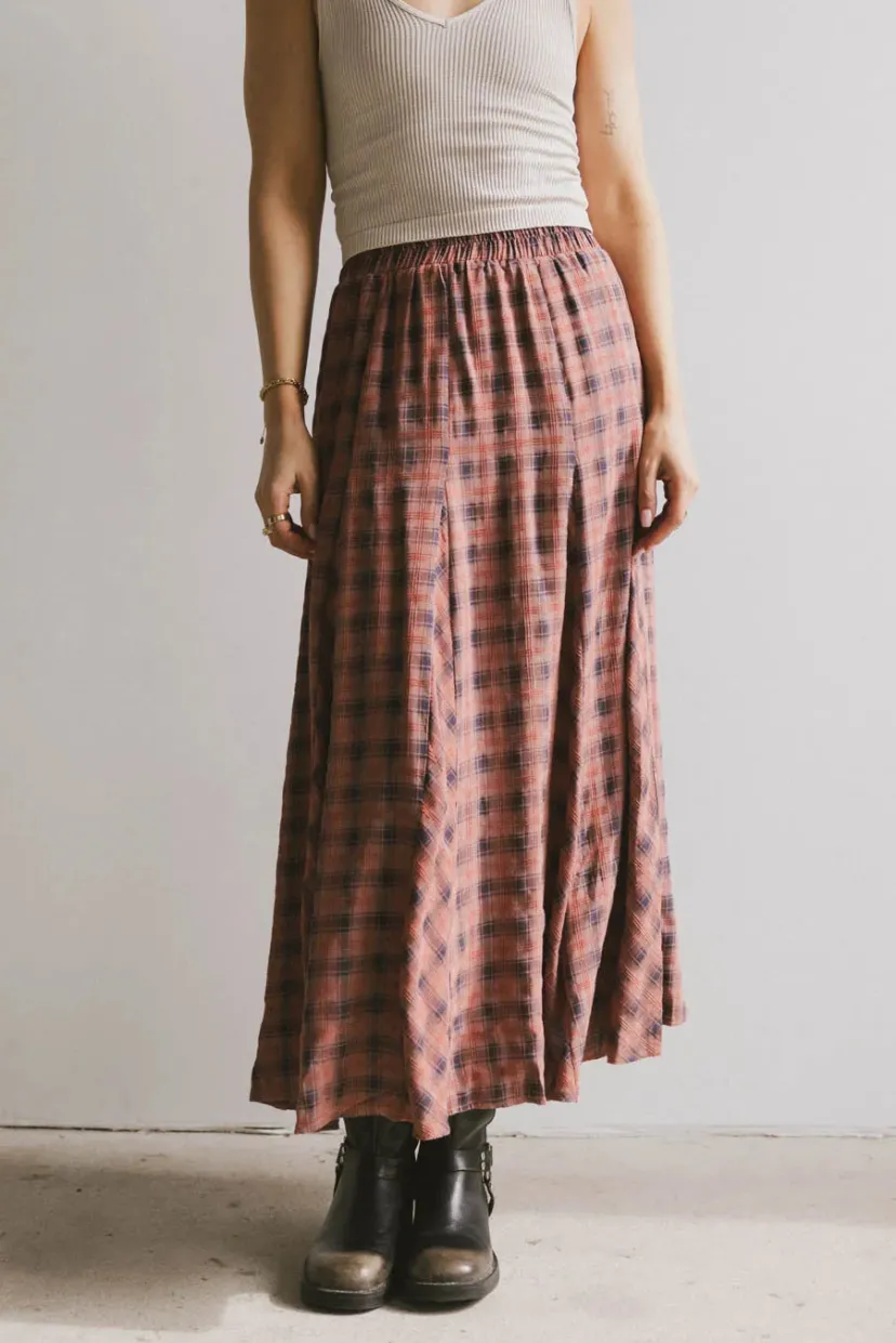 Skirts | All Bottoms>Bohme Pippin Plaid Maxi Skirt in Red