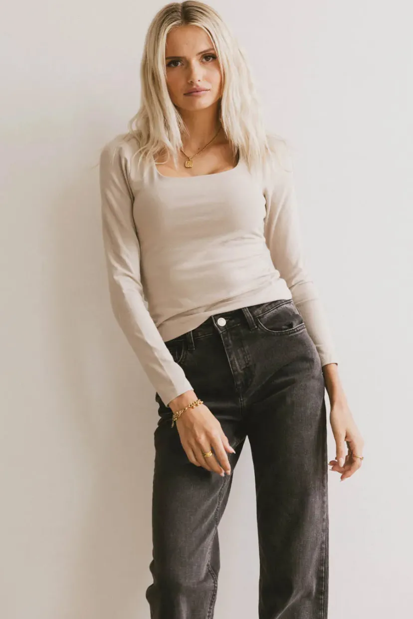 Tops | Essentials>Bohme Polly Scoop Neck Top in Fog