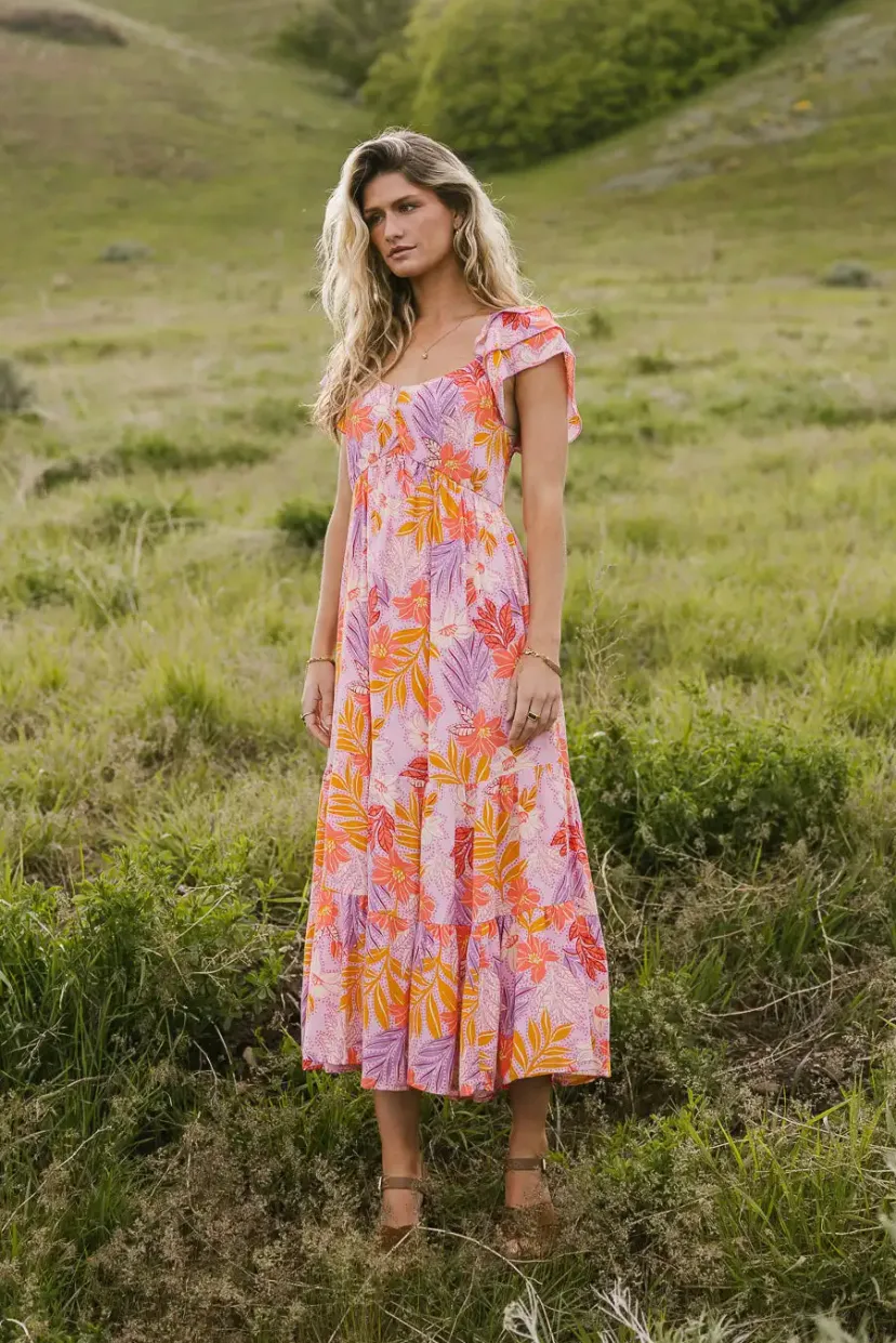 Dresses | Midi Dresses>Bohme Poppy Tropical Midi Dress - FINAL SALE