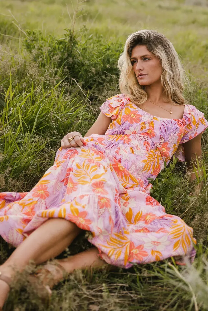 Dresses | Midi Dresses>Bohme Poppy Tropical Midi Dress - FINAL SALE