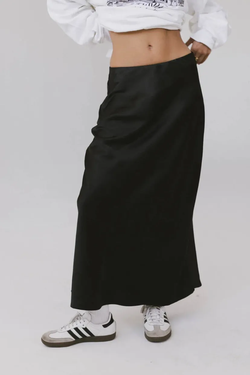 Skirts | All Bottoms>Bohme Preston Satin Skirt in Black