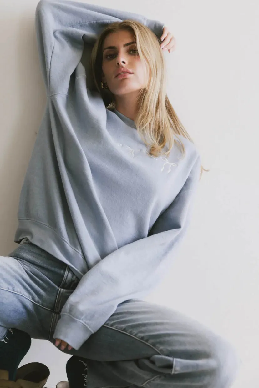 Tops | Sweaters>Bohme Pretty Bows Crewneck in Blue