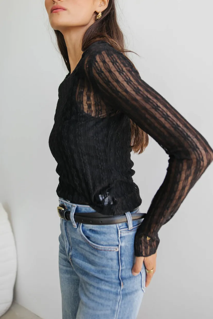 Tops>Bohme Rachel Lace Top in Black