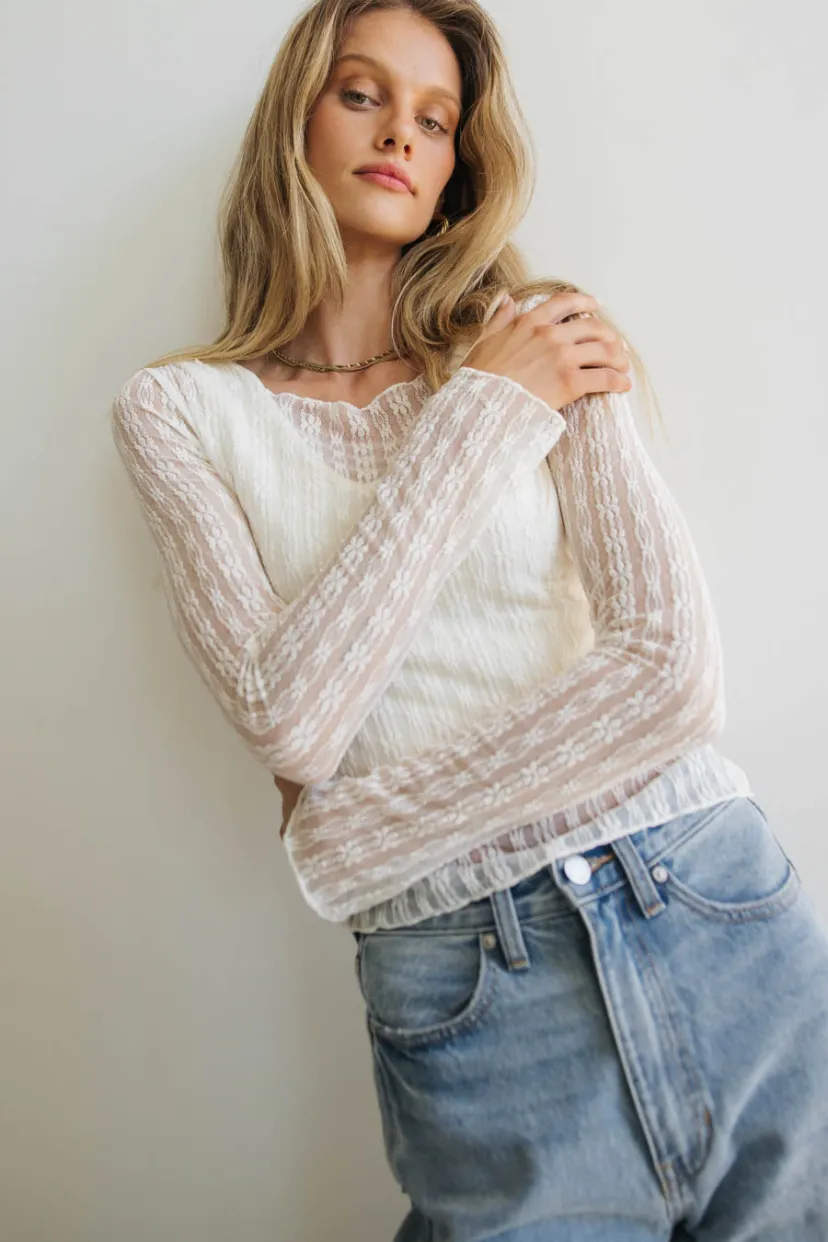 Tops>Bohme Rachel Lace Top in Ivory