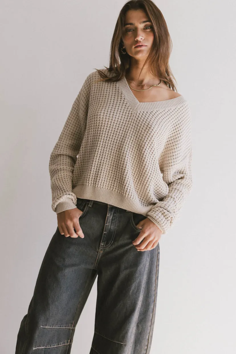 Tops | Sweaters>Bohme Raychel Knit Sweater in Beige