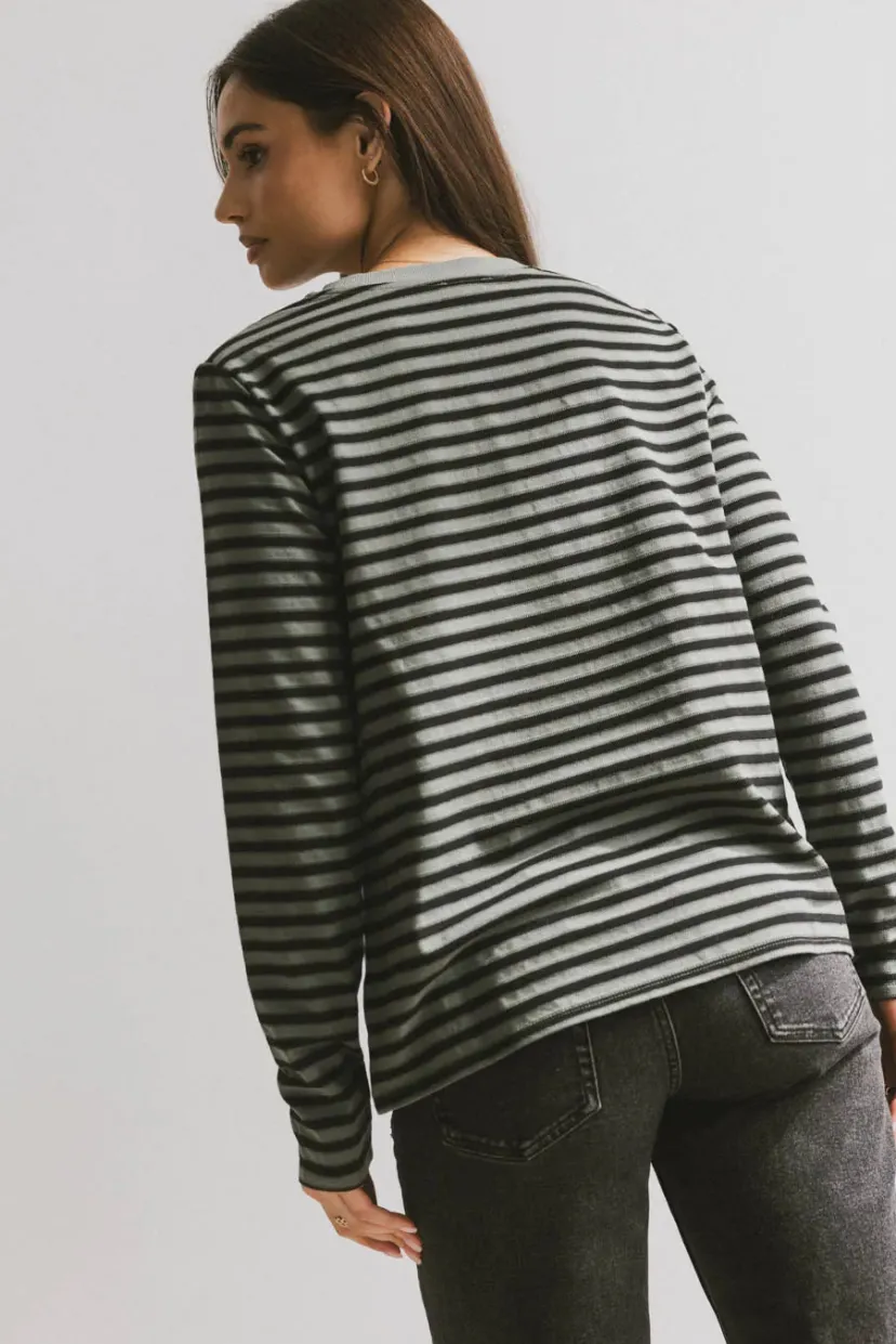 Tops | Tees & Tanks>Bohme Reggie Striped Top in Olive and Black Olive/black