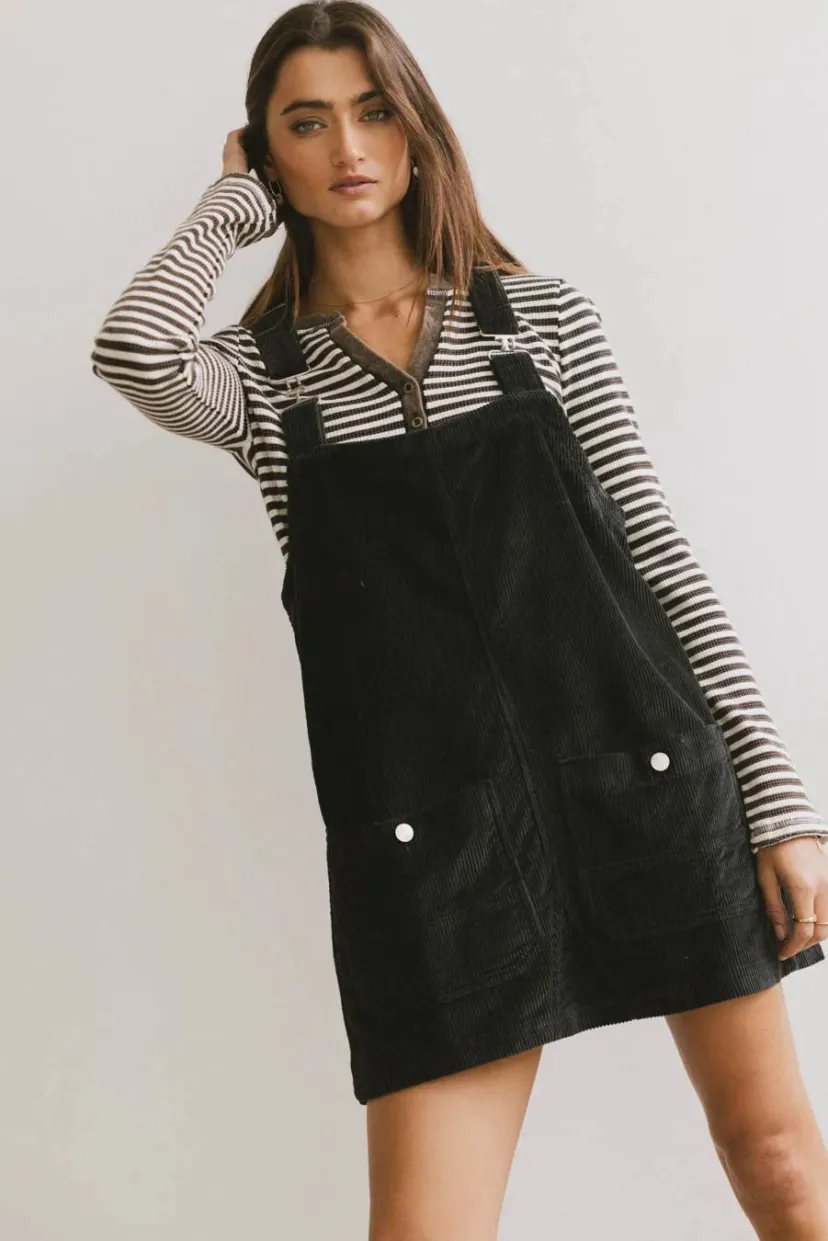 Dresses | Mini Dresses>Bohme Reid Corduroy Overall Dress in Black