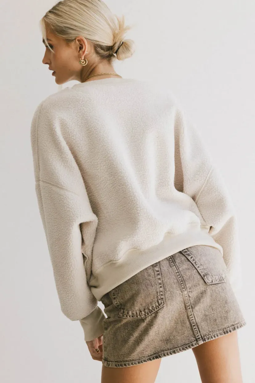 Tops | Sweaters>Bohme Reversible Sherpa Sweatshirt in Cream