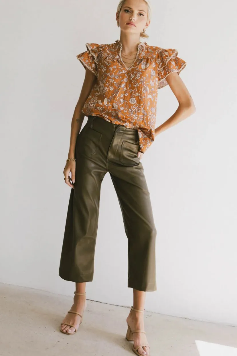 Tops | Blouses>Bohme Rikki Printed Blouse in Camel