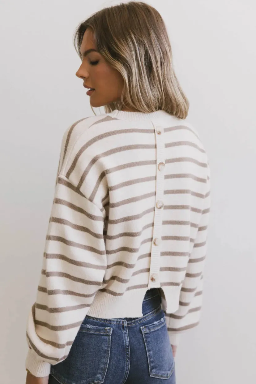 Tops | Sweaters>Bohme Roelle Striped Sweater in Camel