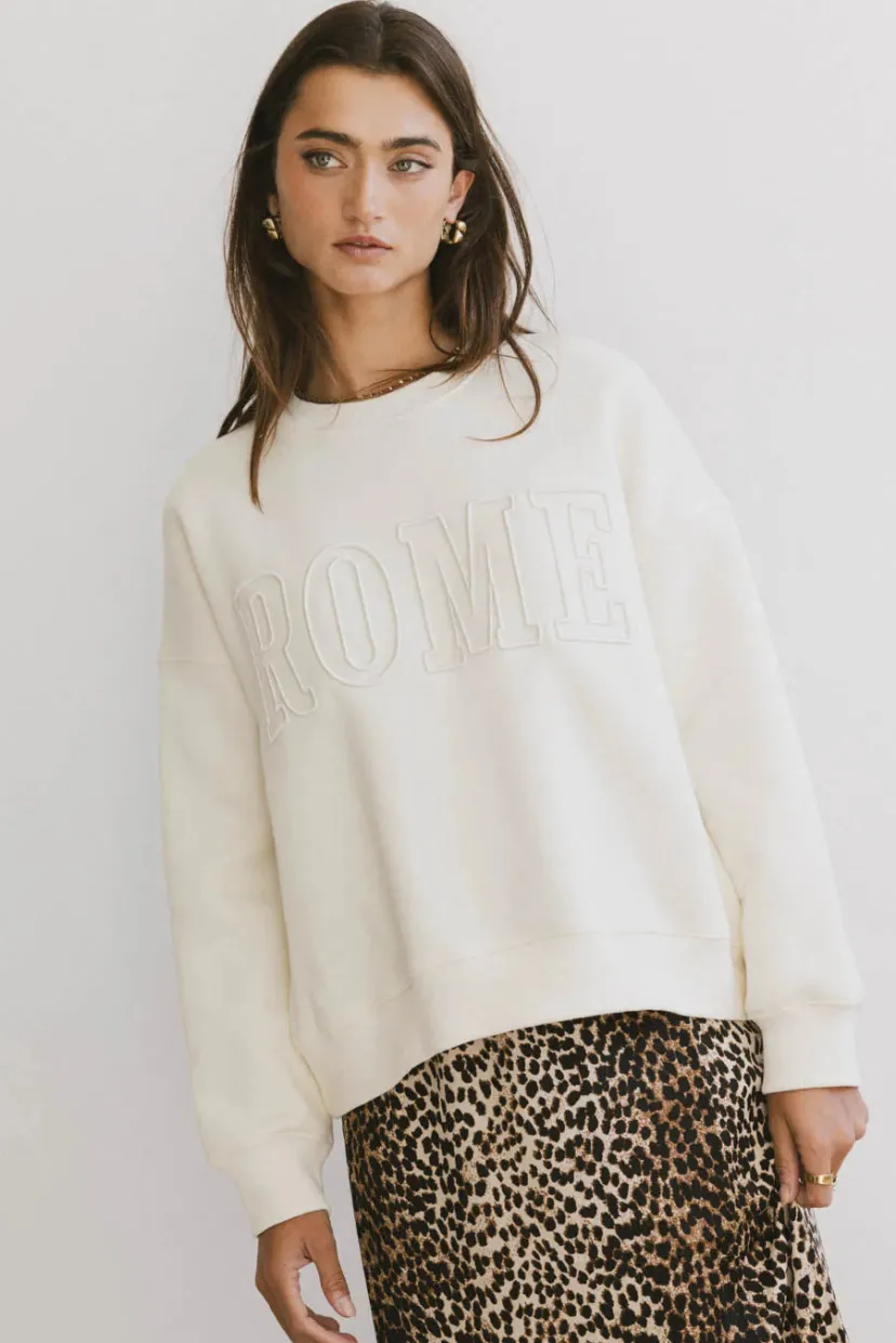 Tops | Sweaters>Bohme Rome Sweatshirt Cream