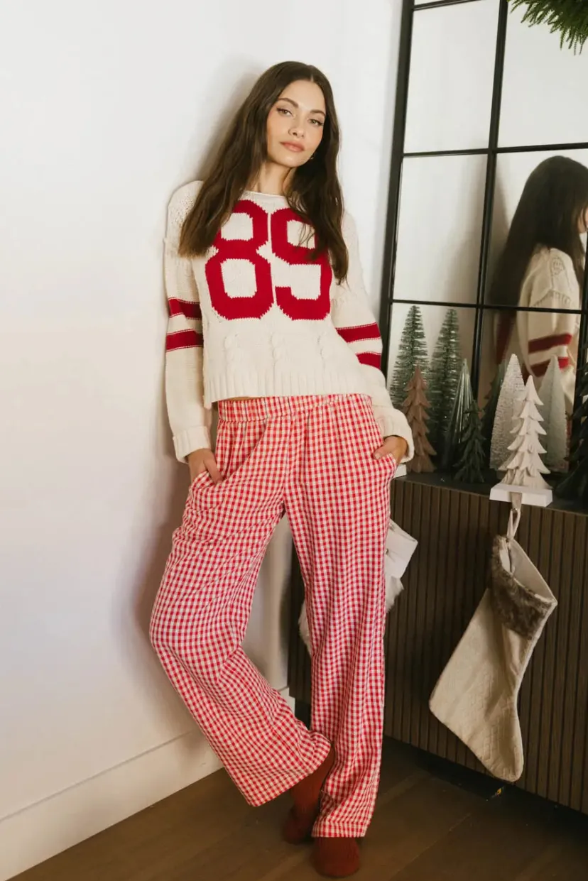 Pants | All Bottoms>Bohme Romero Gingham Pants in Red