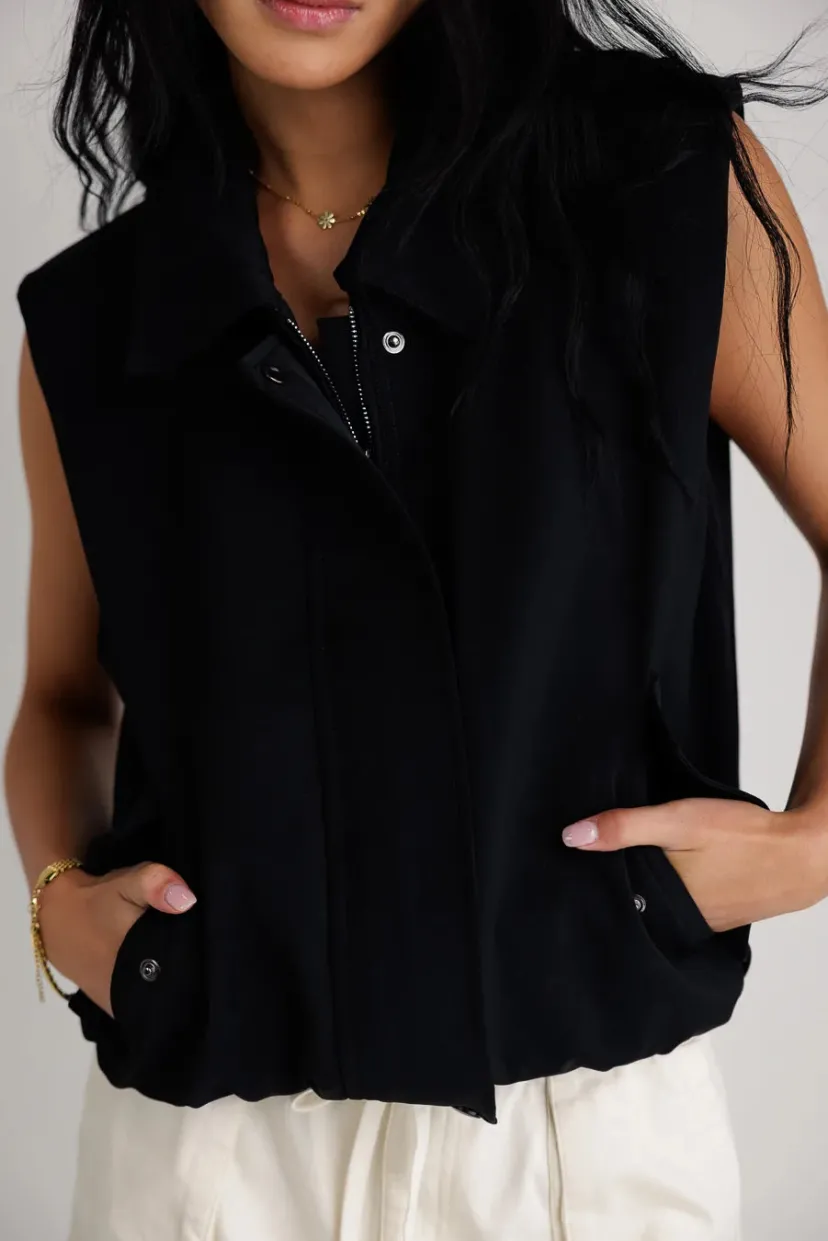 Vests>Bohme Rory Collared Vest in Black